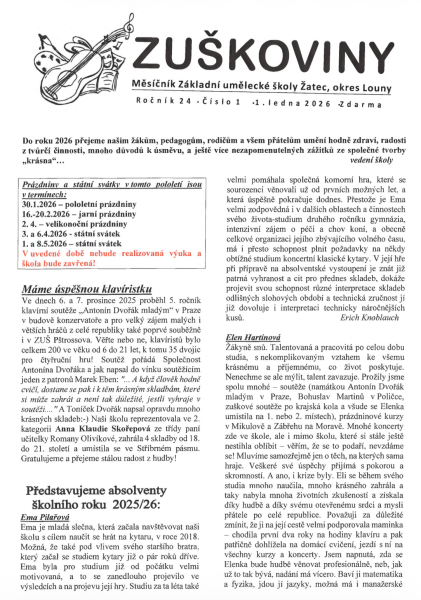 Zuškoviny leden 2026